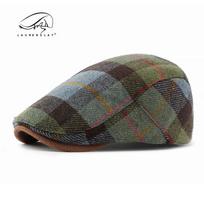 New Woolen Warm Berets For Men Women Autumn And Winter British Vintage Style Newsboy Cap Fashion Checkered Painter Hat Ivy Cap 55-60cm gray