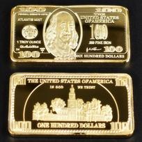 JAV 100 dolerių sidabrinis 24K aukso luitas Amerikos metalo moneta aukso luitai JAV su GIF 1pc beige