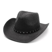 Cowboy Hat Men's Summer Sun Hat Sun Hat UV Protection Straw Hat Summer Beach Hat M（56-58cm） juoda