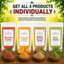 Neuwganic - Bridal Glow Ritual Kit | Mulethi, Manjistha, Orange Peel & Neem Powder | Herbal Face Pack for Clear, Radiant & Glowing Skin | Pre-Event yellow