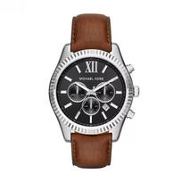 MICHAEL KORS Lexington Men's Quartz Chronograph Watch black Dial leather Strap 44mm MK8456 juoda
