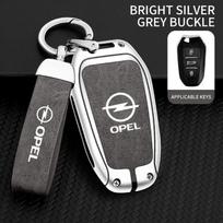 Odinė Cinko Lydinio Automobilio Raktų Dėklas Dangtelis Apsauginis Korpusas Pakabukas Opel Mokka Corsa Astra Phev Grandland Hibridiniam Automobiliui Raktų Aksesuarai gray
