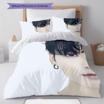 Mielų Jungkook raštų patalynė Namų dekoracija Gimtadienio dovana ( 1 antklodės užvalkalas + 2 pagalvių užvalkalai, be užpildo),gerbėjų atributika. 135x200cm gray