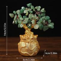 Laimės medžio turtas Geltonas krištolinis medis Natūralūs pinigų medžio papuošalai Bonsai stiliaus turtai Sėkmės feng shui papuošalai amatai Green A gray