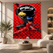 Dekoratyvinis gobelenas, Sienų menas su atspausdinta Miraculous Ladybug, Lengvas sieninis kabinamas elementas miegamojo fonui 180cmx200cm
