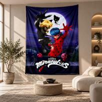 Dekoratyvinis gobelenas, Sienų menas su atspausdinta Miraculous Ladybug, Lengvas sieninis kabinamas elementas miegamojo fonui 180cmx200cm