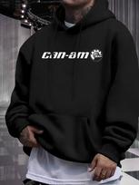 Casual Fleece-Lined hoodie with  CAN-AM  Print & ARP Logo - Cozy Winter Pullover for Outdoor Wear S black