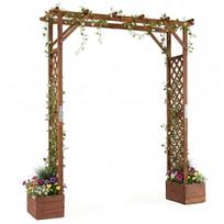 Sodo arkos su vazonų dėžėmis ir kabančiu stogu 208x56x221 cm, kaimiška ruda