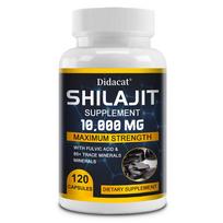 Didacat Shilajit Extract 1000mg Supplement, Equivalent to 10000mg, with Fulvic Acid, 120 Caps 120 Capsules white