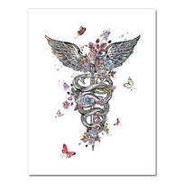 Gydytojo dovana medicinos prietaisas akvarelė meno tapyba drobės spaudinys Caduceus stetoskopas mikroskopas plakatas klinika Sienos meno dekoras be rėmelio 40*60cm gray