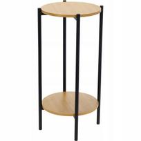 Apvalus pagalbinis staliukas 31x61 cm, juodas metalas, 2 MDF lentynos, 31x61 cm