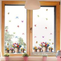 '1 rinkinys spalvingų gėlių vazoninių augalų drugelių sienų lipdukai'