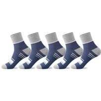 1/5/10 porų vyriškos dryžuotos sportinės kojinės iki blauzdos vidurio, kvėpuojančios kojinės, laisvalaikio kojinės 5Pairs tamsiai mėlyna spalva