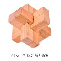 Medinis Kong Ming Lock Lu Ban Lock IQ galvosūkis Inteligencia Rompecabezas 3D De Madera Montessori mokomieji žaislai beige