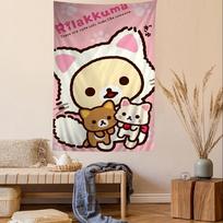 Naujas mielas Rilakkuma ir draugų gobelenas - Jaukus animacinių filmukų dekoras vaikų kambariui, suteikia džiaugsmo, komforto ir žaismingo žavesio namų gobelenas 40CMX60CM black