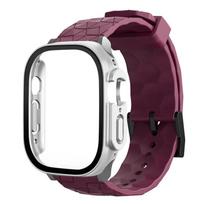 Watch Case+Strap For apple watch ULTRA 2 3 49mm 45mm 44mm 41mm 40mm Football Pattern correa Bracelet iwatch 4/5/6/SE/7/8/9 cases 38mm Series 1 2 3 vyno raudonos spalvos
