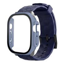 Watch Case+Strap For apple watch ULTRA 2 3 49mm 45mm 44mm 41mm 40mm Football Pattern correa Bracelet iwatch 4/5/6/SE/7/8/9 cases 44mm Series 4 5 6 tamsiai mėlyna spalva