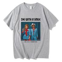 Lady Gaga & Bruno Mars  Die With A Smile  Graphic T-Shirt, Unisex Vintage Style Cotton Tee, Fan Collaboration Merch Top L juoda