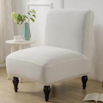 Elastic Corn Velvet Chair Cover No Armrest Single Sofa Cover Solid Fat Chair Cover for Home free size gray