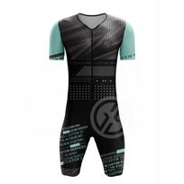 Vasaros vyrų triatlono lenktynių kostiumas Trisuit Dviračių Skinsuit Trumpomis rankovėmis Veikimo drabužiai Greitai džiūstantis Speedsuit Gcbig Sport S black