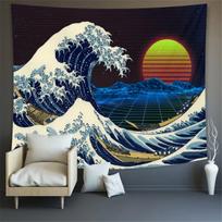 Fuji kalnas ir Didžioji Kanagavos banga gobelenas - Japonų sienų dekoracija - 7, 180x250cm