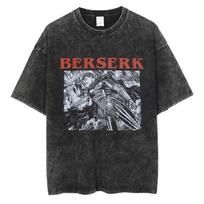 Berserk Guts Berserker Armor Vintage Washed Oversized TShirt  Unisex Dark Fantasy Anime Streetwear Tee L gray