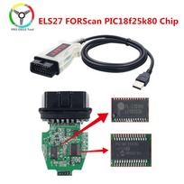 ELS27 FORScan V2.3.43 OBD2 Scanner PIC24HJ128GP FTDI Mircochip ELS 27 Multi Language ELS27 for Frd/Mzda ELS27 PIC18f25k80 black