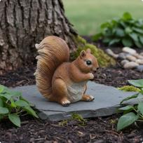 Lipantis voverės figūrėlė Atspari oro sąlygoms Realistiška gyvūno skulptūra sodui, Eat Pine Cone brown