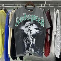 Godspeed American High Street Loose Teen Couple Crew Neck Pullover Casual Commuter Ins Short Sleeve M juoda