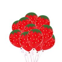 10/20pcs Strawberry Themed Party Decor Balloon Cute Strawberry Latex Balloon Kids Birthday Baby Shower Fruit Party Supplies 12'' 10Pcs red