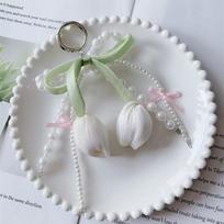 1Pcs Bag Charm Pendant With Ribbon Pearl Tulip Keychain Jewelry For Women Key Chains Diy Decoration Keychain Gifts 2026 A2 gray