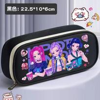 K-Pop Witch Girl Group Pencil Case—Cute, Large-Capacity Children's Stationery Case, Cartoon-Themed Multifunctional Pencil Case for Students  22.5*10*6cm pink