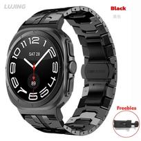 Dirželis be tarpų Samsung Galaxy Watch Ultra 2025 47mm laikrodžiui, metalinė apyrankė su lenktu galu Samsung Galaxy Watch 8 Classic 46mm 44mm 40mm laikrodžiui, dirželis Correa Galaxy Watch 8 44mm/40mm juoda
