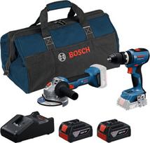 Bosch bevielis mašinų rinkinys GSB 18V-65, GWS 18V-8, 0615A5008Z, 18V, 4Ah, 2 akumuliatoriai, krepšys