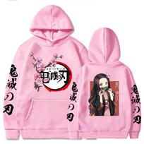 Japonijos anime Kawaii Demon Slayer Kamado Nezuko Manga Megztiniai megztiniai Viršutiniai megztiniai Gatvės drabužiai Unisex animacinių filmų megztiniai XS rožinė