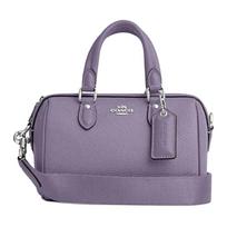 Coach Rowan 17 Metal Logo Top Zip Leather Handbag Women handbags Light-Violet CR247-SVIZ Basic Set (Bag+Dust Bag) gray