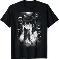 Horror Anime Manga Harajuku Gothic Grunge Aesthetic _ Egirl T-Shirt XXXXXL juoda