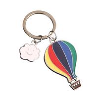 Keychain Pendant Enamel Rainbow Hot Air Balloon Charm Key Holder with Smiling Cloud Decorative Backpack Accessory įvairiaspalvis