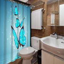 Hetang Yuese „Blue Butterfly“ dušo užuolaidos vonios kambariui, dušo užuolaidos, 12 vnt., kabliukai, vonios kambario priedai (72" W x 72" L)