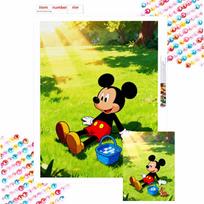 Disney Mickey Mouse picnic 5D handmade diy diamond painting, home wall decoration Round 20x30cm yellow