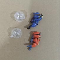 2Pcs Floating PVC Cute Scuba Diver Aquarium Decor Orange Blue Interactive Fish Tank Accessories Colorful Underwater Ornament 6cm gray