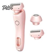 Body Hair Trimmer Women Electric Shaver with 2 Heads, Bikini Razor LED Removal Epilator Heads Display, for Face Eyebrow Underarms Legs Wet Dry Shaving rožinė