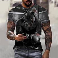 Boxing Dog 3D Print T Shirt Men's Cool Arena Breathable Short Sleeve T Shirts Personality Fashion Street Animal Graphic Tee Top 6XL black
