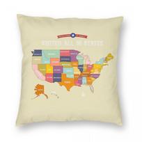 Visit All  States Map Usa Travel Pillowcase Polyester Linen Velvet Creative Decor Pillow Case Sofa Seater Cushion Wholesale 60cmx60cm(24x24Inch) beige