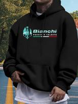 Laisvas fliso gobtuvas su ryškiu  Bianchi  grafiniu spaudiniu - Juodas M black