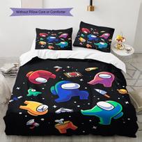 Among Us Pattern Bedding,Quilt Set Quilt Cover Pillowcase Home Birthday Gift (1 * duvet cover + 2 * pillowcase, without core) 135x200cm white