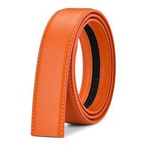 Diržas Be Sagtuko Automatinei Sagtis PU Odos Diržai Be Sagtuko Vyrams Moterims Be Sagtuko 3,5cm Pločio 150 160cm 115CM oranžinė