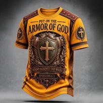 Men's Printed Neck Short Sleeve T-Shirt XXXL geltona