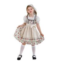 Girl's Rustic Farm Dress for Oktoberfest Celebration 120 rožinė
