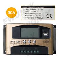 MPPT saulės įkrovimo valdiklis 100A 60A 30A, 12V/ 24V saulės panelės išmanusis reguliatorius su reguliuojamu LCD ekranu, dvigubu USB prievadu, laikmačio nustatymu, automatinis MPPT 12/24V 30A auksinė